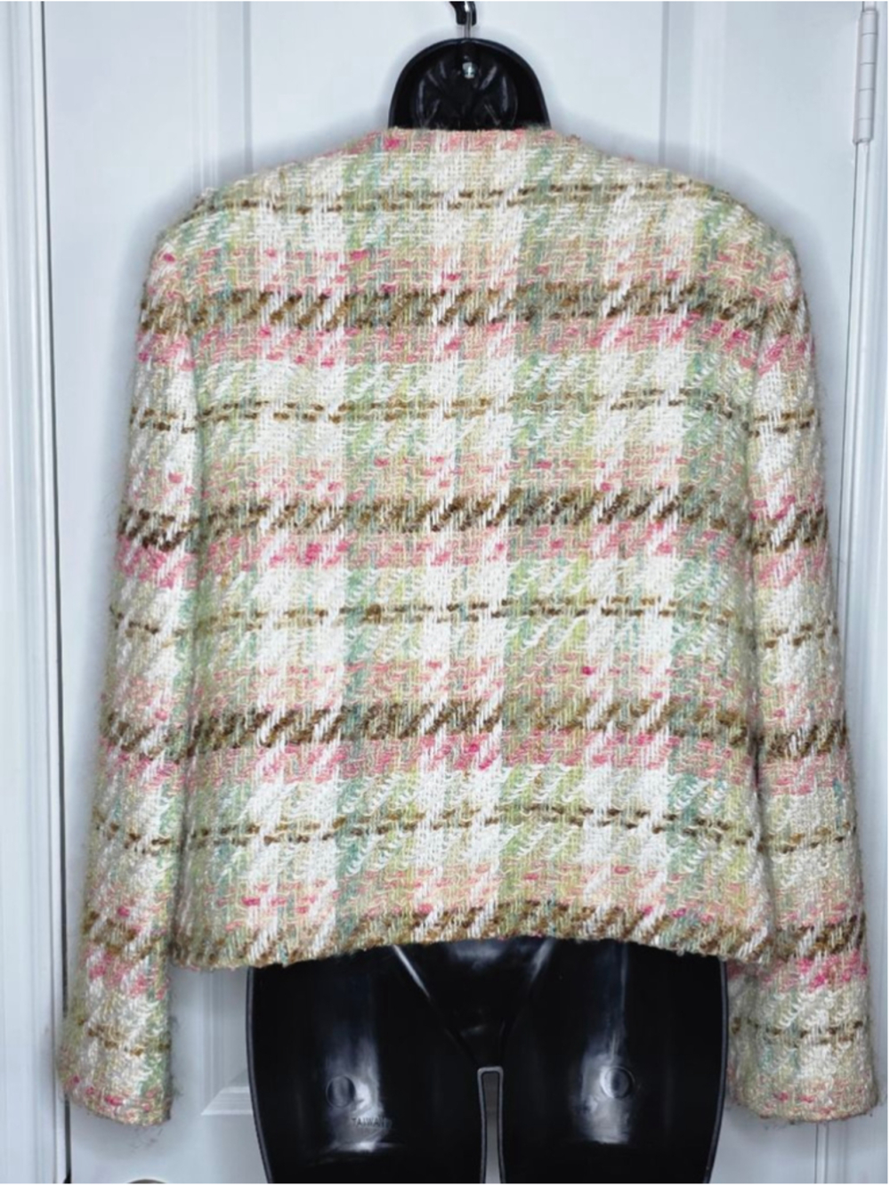 Clarissa Tweed Blazer White Pink Green Women’s Plus 14 - Picture 3 of 5